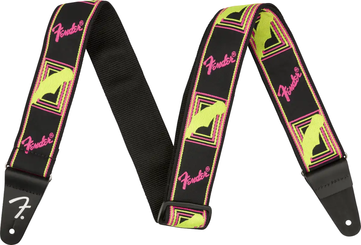 Fender Neon Monogrammed Strap Yellow/Pink